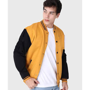 Chaqueta Varsity con Cuello de Béisbol de Alta Calidad al por Mayor de Fábrica, Chaqueta de Diseñador de Moda con Letras Gráficas y Ribete a Rayas para Hombre - Product Image 2