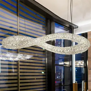 Dispositivo di design di alta qualità creativo rotondo argento di lusso sopra la tavola del ristorante luce del ciondolo per la decorazione di eventi