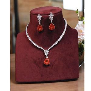 Belle CZ Premium Qualité Argent Plaqué Laiton Collier Boucles D'oreilles Ensemble Femmes Traditionnel Mariage Fiançailles Cadeau Bijoux - Product Image 1