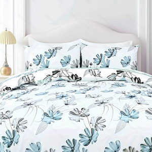 Juego de Ropa de Cama King de 4 Piezas con <span class=keywords><strong>Estampado</strong></span> Floral <span class=keywords><strong>Nórdico</strong></span> Moderno, Funda Nórdica Reversible, Sábana Plana y Fundas de Almohada, Duradero para Todas las Temporadas, 100% - Product Image 3