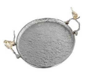 Bandeja de servir con textura dorada con forma única y patas elegantes Exhibición decorativa elegante para reuniones - Product Image 6