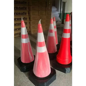 مخاريط حركة آمنة باللون البرتقالي ومثلثات مواقف سيارات مطاطية للطرق السريعة مع عاكس أبيض للبيع بالجملة - Product Image 2