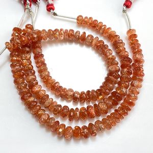 Pierre de soleil orange de qualité fine à facettes perles en forme de rondelle pierre précieuse naturelle en gros pour fournitures de bijoux - Product Image 1