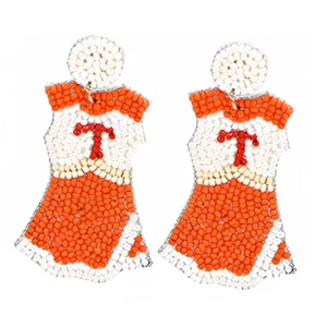 Custom Clemson Tigers hecho a mano Gameday Beaded Earrings-amarillo y púrpura Tiger Paw Design Seed Beaded Earrings - Product Image 5