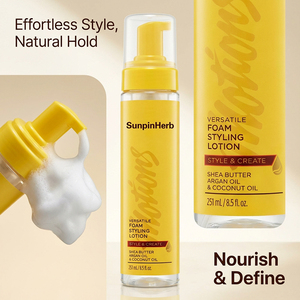 Foam Styling Lotion Lightweight Hold for Curls Waves Wrap and Set with Shea Butter Argan <b>Oil</b> Coconut <b>Oil</b> Formula - Product Image 3