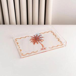 Custom Acrylic Engraved <b>Tray</b> with Palm Tree Design, Wholesale Decorative Acrylic Serving <b>Tray</b> - Product Image 6