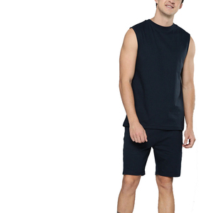 Conjunto de pantalones cortos informales y camiseta de manga corta de algodón de alta calidad para hombre, logotipo personalizado, Color sólido para ropa de entrenamiento de verano - Product Image 2