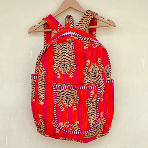 Mochila de retazos de algodón hecha a mano con estampado de bloques de animales, bolsa de viaje Bohemia acolchada, bolsa de ordenador portátil Hippie, mochila escolar colorida, regalo para niños - Product Image 1