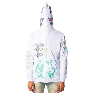 Vente en gros de sweatshirt à capuche zippé coupe-vent personnalisé de haute qualité pour hommes sweatshirt à capuche zippé en coton mélangé vierge sweatshirt à capuche zippé intégral - Product Image 1