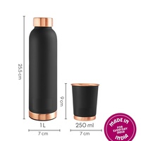 Bouteille d'eau moderne en verre cuivré noir, design de luxe personnalisable, capacité ajustable, logo, cadeau promotionnel pour usage professionnel