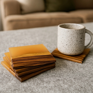 Sous-verres en résine de bois Boho Chic pétales de fleurs colorées encastrés dans un style classique époxy - Product Image 6