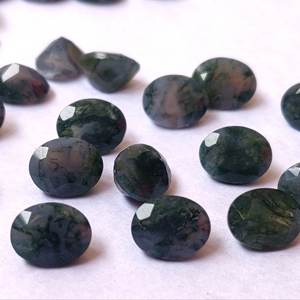 Agate Mousse Naturelle de Qualité Supérieure 5x7mm Ovale Facette Qualité Supérieure - Product Image 1