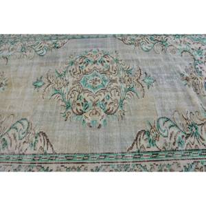 พรมตุรกีโบราณขนาด5.7X9ฟุตขนแกะดีไซน์คลาสสิกสีเขียวเย็บปะติดปะต่อกันทรงสี่เหลี่ยมผืนผ้าผ้าขนสัตว์น้ำยางสำหรับห้องโถงสำหรับห้อง - Product Image 5