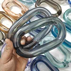 Cadena de Resina Gruesa Multicolor Mate y Pulida, Piezas de Cadena Acrílica para Decoración de Paredes, Cadena de Eslabones, Todos los Colores Disponibles - Product Image 5