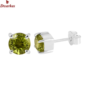 Boucles d'oreilles élégantes en argent sterling 925 avec péridot et pierre, bijoux fins classiques pour fête de mariage ou cadeau - Product Image 1