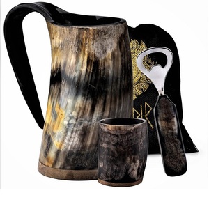 Cuerno vikingo para beber: tazas de cuerno de búfalo de la mejor calidad, logotipo grabado personalizable para servir bebidas directamente desde la India - Product Image 4