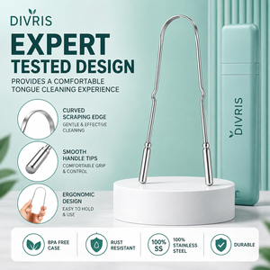 DIVRIS Nettoyeur de langue en acier inoxydable portable en forme de U pour l'hygiène buccale - Product Image 5