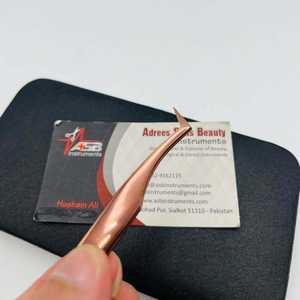 แหนบปลายโค้งสีโรสโกลด์ ด้ามเรียบ สแตนเลส สกรีนโลโก้ได้ สำหรับต่อขนตา - Product Image 3