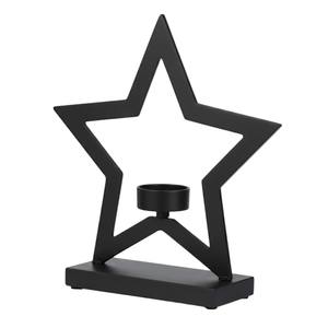 Porte-bougie en métal noir de qualité supérieure pour bougie chauffe-plat, avec arbre de Noël et étoile, sur base en bois naturel, décoration festive moderne pour la maison - Product Image 6