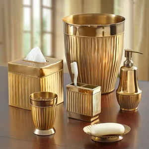 Juego de tocador de baño asequible de lujo elegante en chapa Juego de baño elegante Accesorios de baño modernos Asequible Barato - Product Image 6