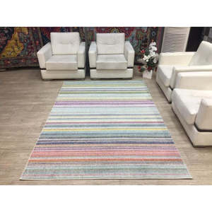 Multicolour Striped Viscose Flat Weave <b>Rug</b> Classic Hallway Runner for Bedroom - Product Image 4