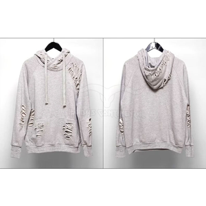 2025 Top haute qualité confortable hommes en détresse à capuche 100% coton fait à manches longues de haute qualité en détresse à capuche pour unisexe - Product Image 3