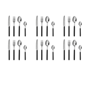Durable Stainless Steel Set 24-pcs Flatware Mirror Polish Modern Elegant & Refined Design Black Color Eclipse by Excelsa - Product Image 2