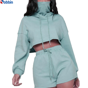 Sweatshirts et ensembles de survêtements pour femmes personnalisés, ensembles de sweat-shirts et de shorts avec masque facial pour femmes, tailles plus grandes - Product Image 1