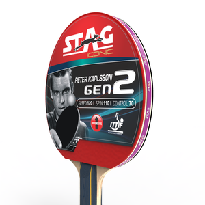 Stag Iconic Peter Karlson Gen 2 Professional Table Tennis Racquet 9-Layer Baseboard Heavy Tip Light Handle Wood Rubber Long - Product Image 4