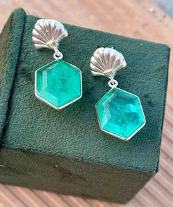 925 Sterling <b>Silver</b> Beautiful <b>Silver</b> Jewelry Trendy Emerald Crystal Gemstone <b>Earring</b> for <b>Women</b> for Wedding or Party Gift - Product Image 2