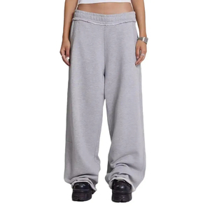 Wholesale Winter <b>Fleece</b> Heavyweight Sweatpants <b>Women's</b> Wide Leg Baggy <b>Joggers</b> with Elastic Cuffs Custom Logo And Design OEM - Product Image 2