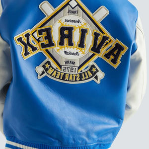 Chaqueta Universitaria de Béisbol de Cuero Totalmente Personalizada para Hombre, Bordado Chenille, Estilo Retro, Cuello Alto, Chaqueta Urbana con Botones a Presión - Product Image 4