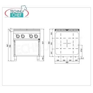 Cocina eléctrica con 4 zonas infrarrojas en gabinete abierto - Product Image 2