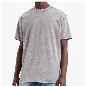 เสื้อยืดผู้ชายผ้ากรดซักเสื้อสตรีทแวร์เสื้อฮิปฮอปหิน100% ผ้าฝ้ายปรับแต่งโลโก้เสื้อยืดวินเทจโอเวอร์ไซส์ - Product Image 4