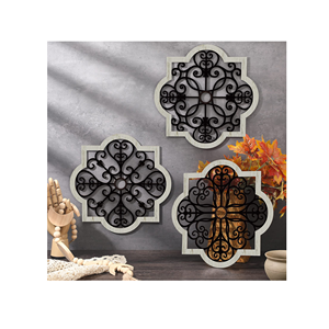 Articles de décoration en métal vert fleur feuille plante 3D art mural suspendu pour le salon et la pièce design - Product Image 1