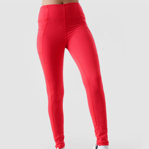 Pantalones deportivos de cintura alta sin costuras con logotipo personalizado para mujer, mallas deportivas para correr, gimnasio y Yoga con bolsillos laterales - Product Image 4