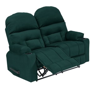 Fauteuil inclinable cinématographique double en velours vert foncé professionnel populaire NZ80 avec porte-gobelet pour cinémas à domicile - Product Image 2