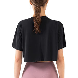 Ropa de calle para mujer, Top corto, camisetas de color personalizado, Media manga, verano, ecológico, secado rápido, estampado personalizado, venta al por mayor - Product Image 4