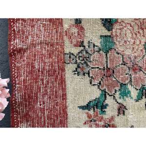 Alfombra Turca Vintage, Alfombra de 3.9x6.8 pies, Alfombra Roja Sólida - Product Image 5