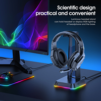 ONIKUMA Support LED pour casque d'écoute Ports USB Support noir pour casque d'écoute Gamers Gaming PC Accessoires