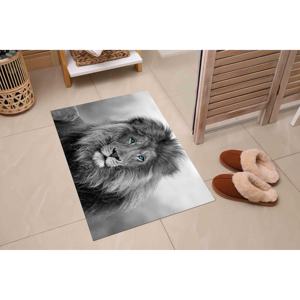 Tapis imprimé Lion Sauvage : Entrée, Petit format, Animal, Salle à manger, Yeux bleus, Tapis de voiture, Noir et blanc, Tapis à poils doux - Product Image 5