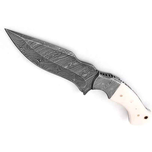 Vente en gros de couteau de skinner de chasse à lame fixe en acier Damas couteau de skinner en acier personnalisé avec étui en cuir - Product Image 4