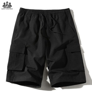 Shorts cargo mi-longs en coton 100% pour homme, style streetwear, couleur unie, boutonnage central |   Coupe décontractée multi-poches |   Respirant et à séchage rapide |   Fournisseur OEM ODM - Product Image 2