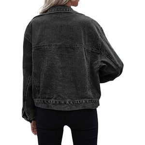 Nouveauté veste en jean réversible 100% coton décontractée pour femmes, motif solide, bouton, logo, décoration, technique lavée - Product Image 3