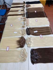 จัดส่งทั่วโลก! ผมต่อแบบคลิปหนีบ ผมแท้รัสเซีย เกรดเวอร์จิน เรมี่ จัดเรียงเกล็ดผมอย่างดี ผลิตด้วยเครื่องจักร แบบดับเบิ้ลเวฟท์ ทรงตรง - Product Image 4