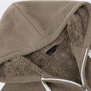 Vente en gros sweat à capuche hiver chaud avec logo personnalisé en polaire épaisse zippée pour hommes en Sherpa lourd doublé fausse fourrure - Product Image 3