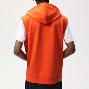Sweat-shirts personnalisés pour garçons sweat-shirt de sport avec poche zippée pour hommes sweats à capuche sans manches orange vif de qualité vierge - Product Image 2