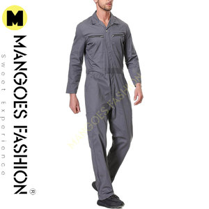 Ropa DE TRABAJO Comfort Men's Long Sleeve Action Back Overall con bolsillos con cremallera-Uniforme mecánico en elegante color gris - Product Image 3