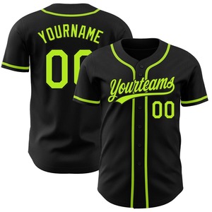 Meilleures ventes Maillot de baseball authentique noir néon personnalisé en tenue d'équipe personnalisé - Product Image 1