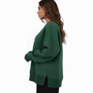 Soft Oversized Long Front Sweatshirt Cozy Warm Fleece Winter Casual Streetwear Relaxed Fit Stylish Daily Wear Trending Women <b>Top</b> - Product Image 4